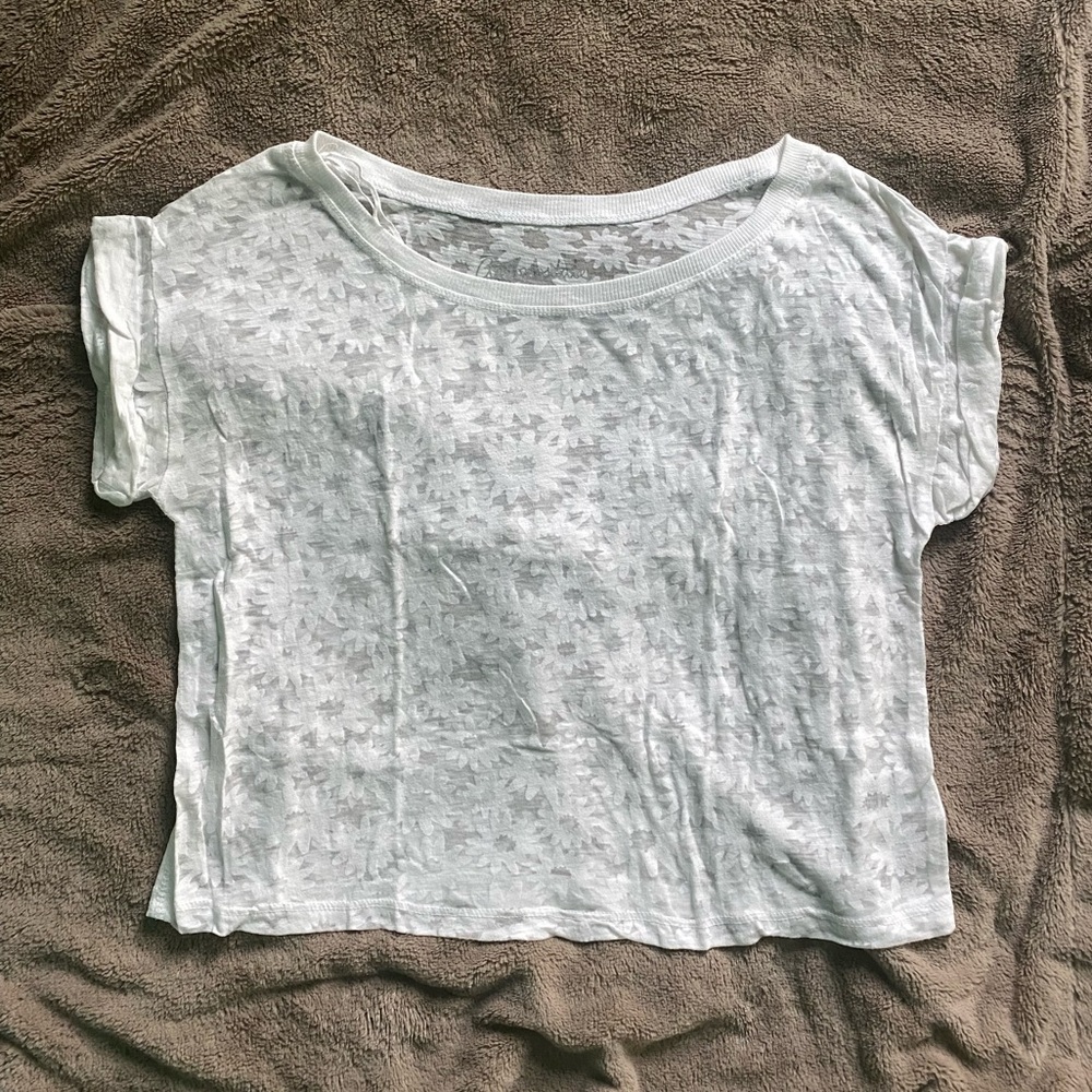 Aeropostale White Floral Sheer Top